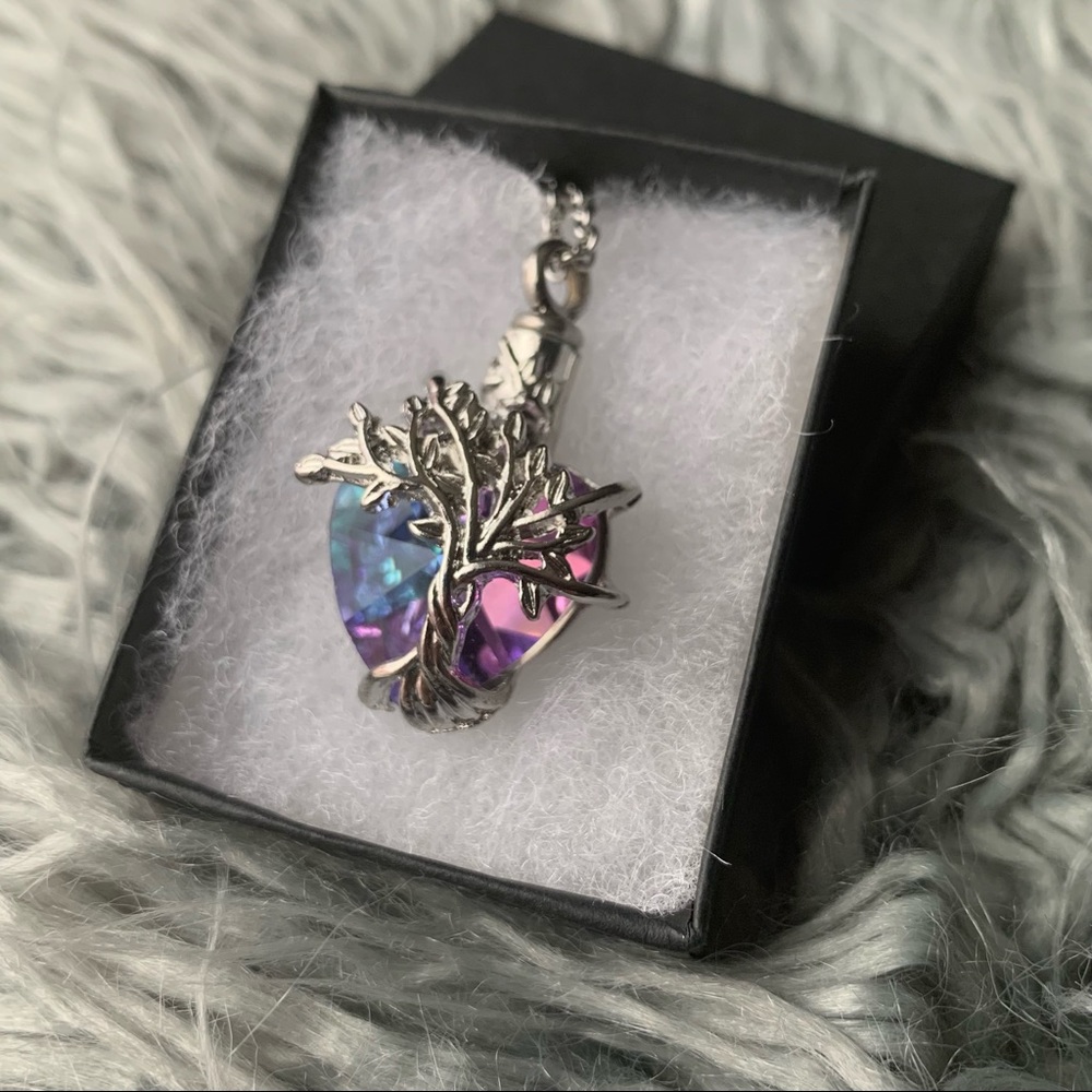 MTree of Life Crystal Heart Cremation Urn Memorial Necklace New